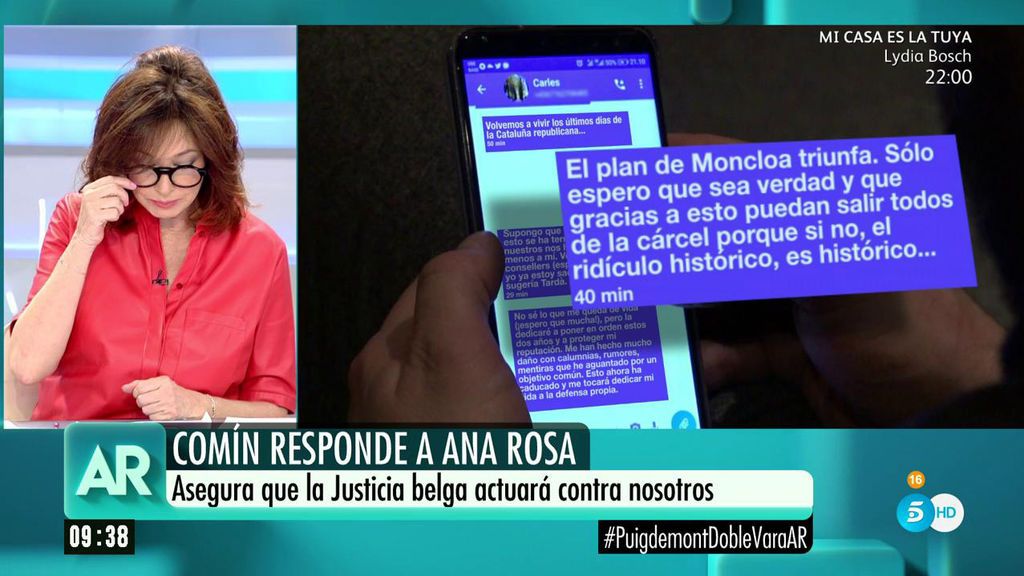 Ana Rosa responde a Comín: "No hay ningún periodista de la Unión Europea en prisión por informar"