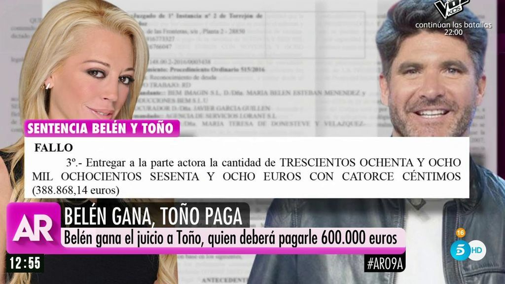 El resumen de la demanda de Belén Esteban a Toño Sanchís y la sentencia definitiva