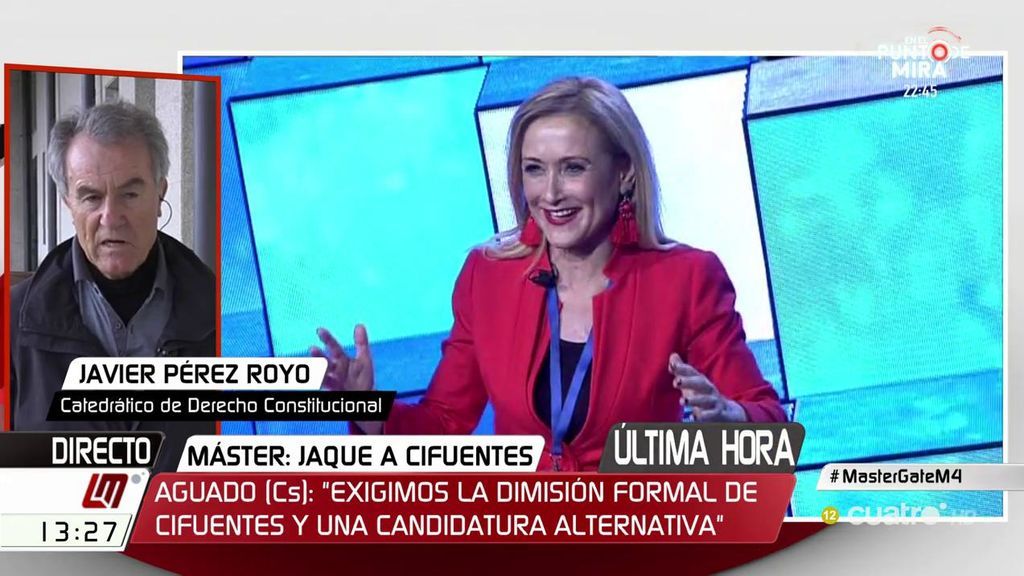 Pérez Royo, sobre una candidatura alternativa a Cifuentes: "El Partido Popular puede poner a cualquiera de la lista, el único requisito es que tiene que ser parlamentario"