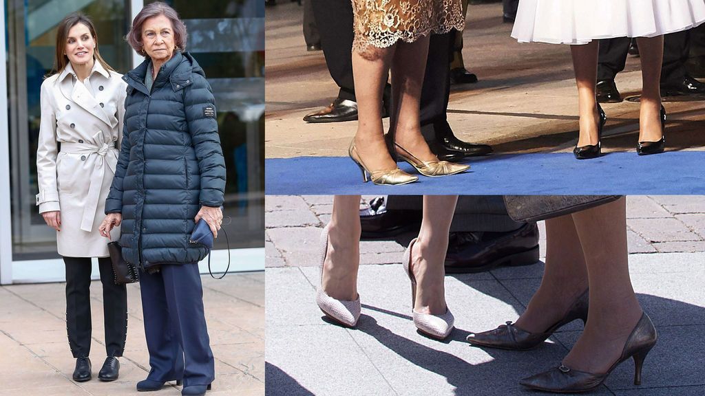 El gesto de la reaparición: Letizia se baja de los tacones para posar junto a doña Sofía