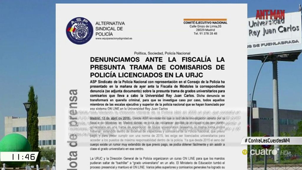 Un sindicato de policía lleva a la Fiscalía la presunta trama de comisarios con títulos de la URJC