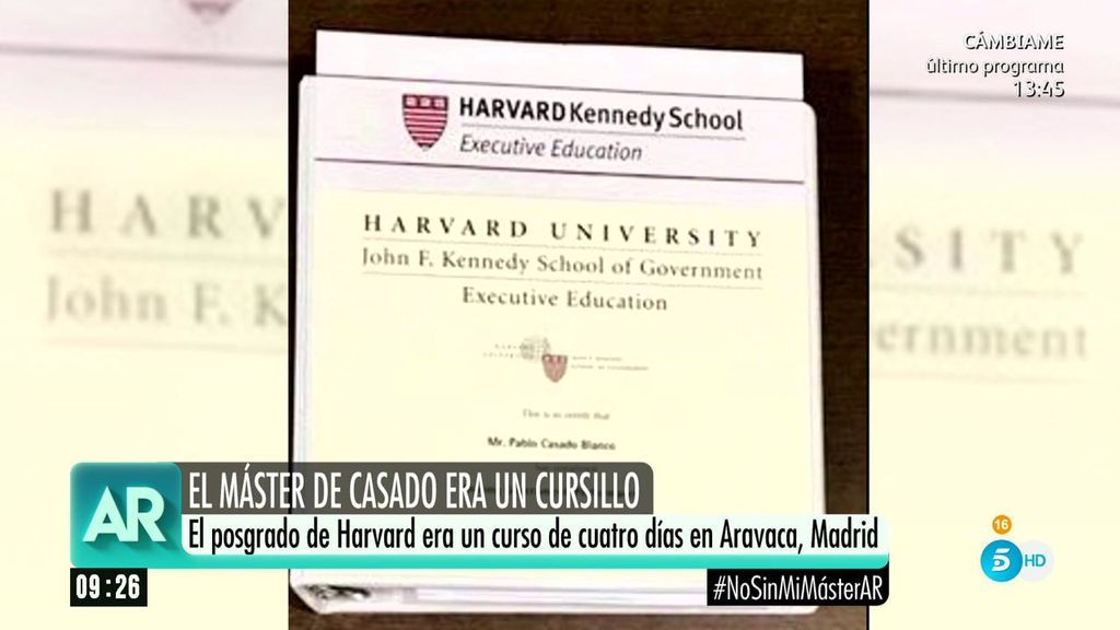 El posgrado en Harvard de Pablo Casado habría sido un curso de cuatro días en Aravaca
