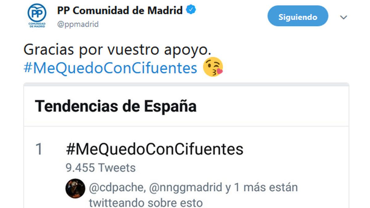 PP de Madrid lanza la campaña #MeQuedoConCifuentes para apoyar a su presidenta