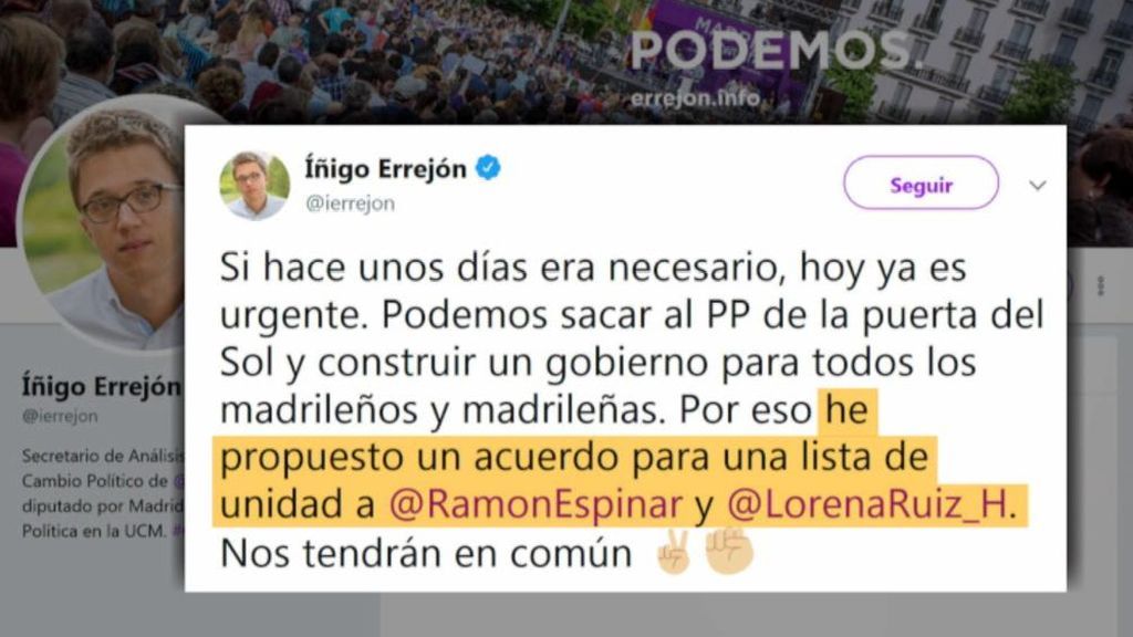 Errejón oficializa su candidatura ante el silencio sepulcral de la dirección de Podemos