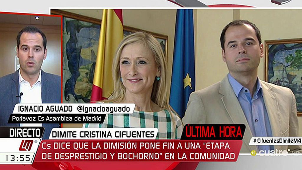 Ignacio Aguado, tras la dimisión de Cifuentes: “Si el PP presenta un candidato limpio, apoyaremos a la lista más votada”
