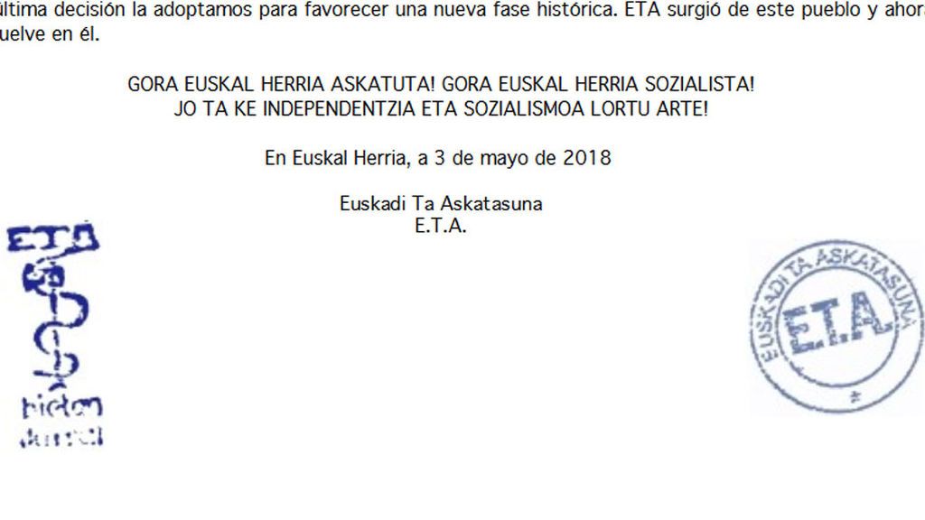 firma ETA comunicado