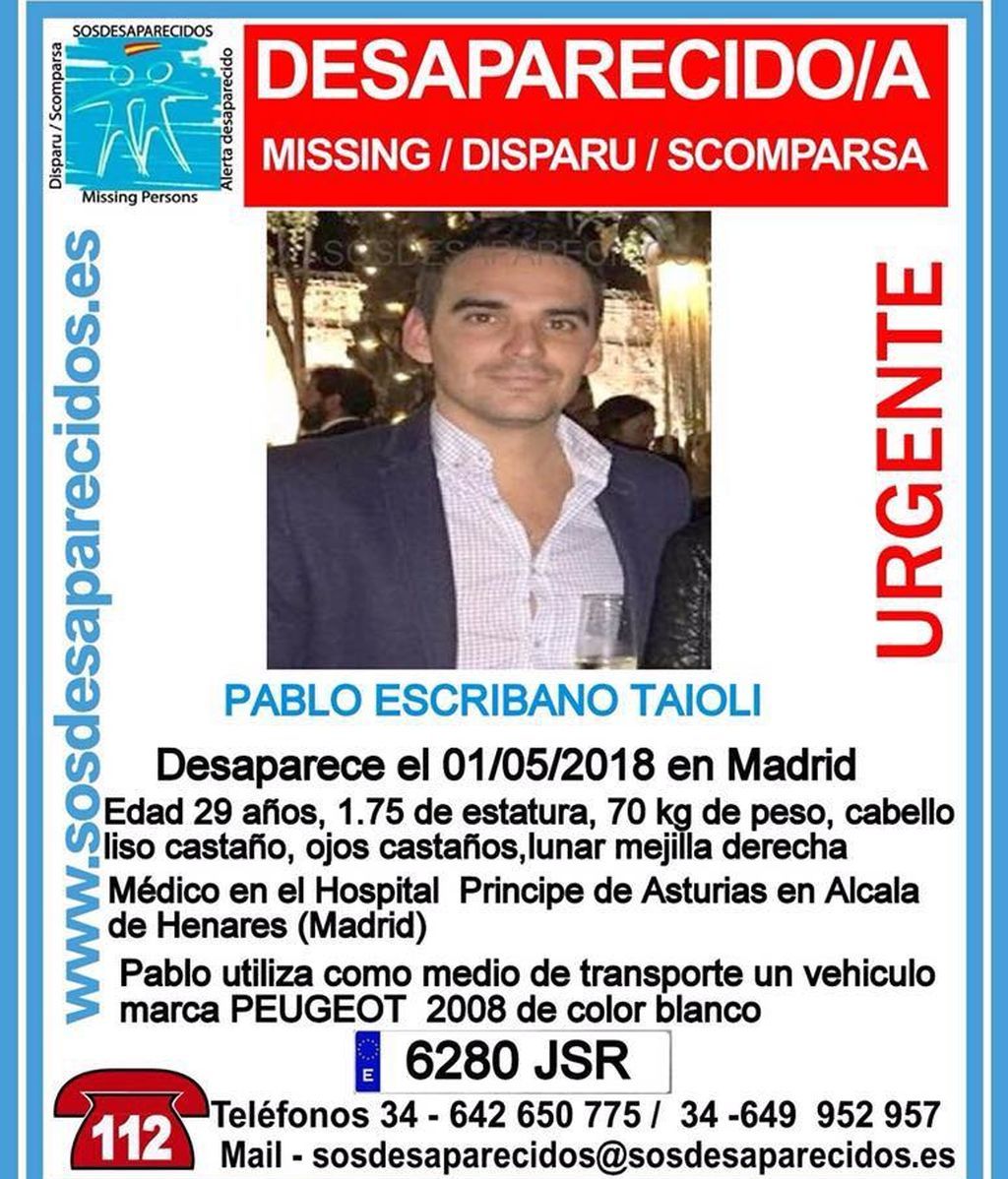 Buscan a Pablo Escribano, un joven médico desaparecido en Madrid