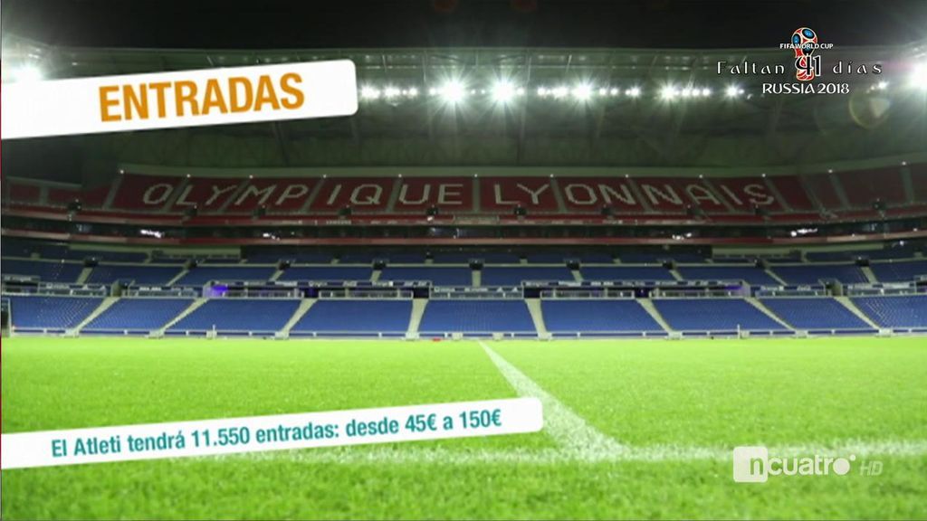 Los aficionados del Atlético de Madrid contaran con solo 11.550 entradas para Lyon