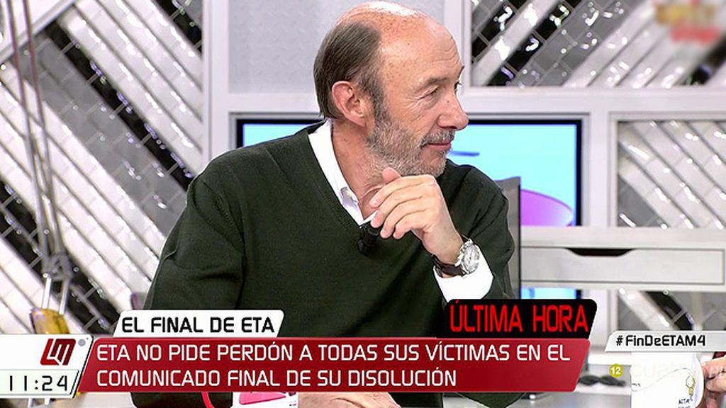 Rubalcaba analiza el comunicado con el que ETA anuncia su fin: “Tratan de evitar la palabra derrota”