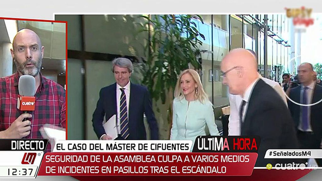 Seguridad de la Asamblea de Madrid culpa a medios de incidentes en pasillos tras el escándalo de Cifuentes