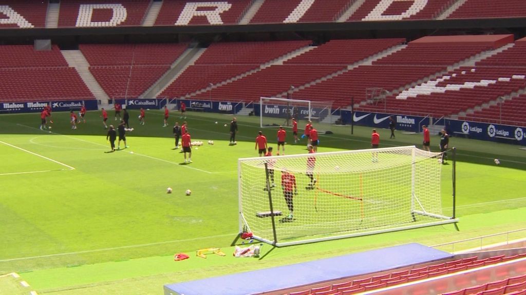 El Atleti entrena en el Metropolitano antes de partir a Lyon para disputar la final