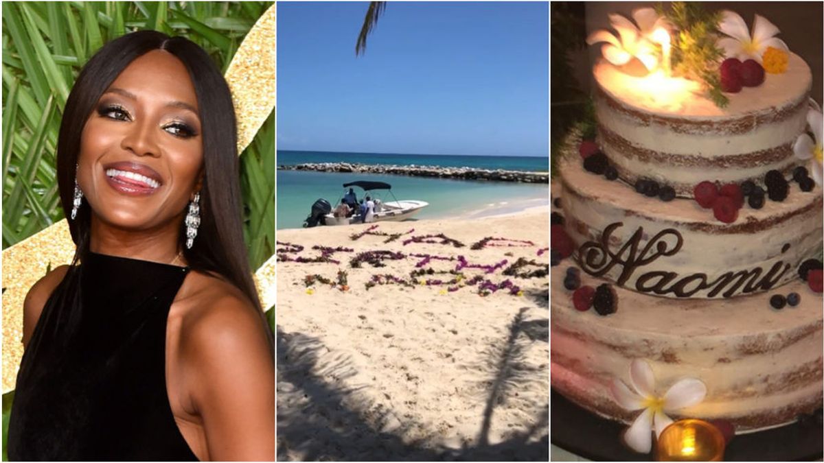 Mensaje en la arena, tarta de tres pisos y 'twerking': el fiestón sorpresa por el 48 cumpleaños de Naomi Campbell en Kenia