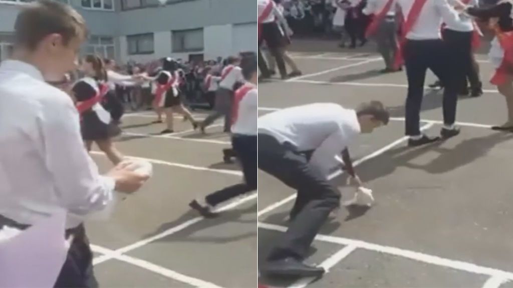 El torpe vuelo de una paloma protagoniza una celebración escolar