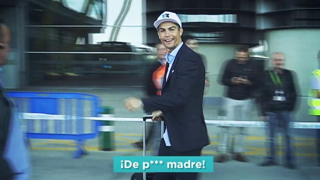 Cristiano Ronaldo y su felicidad a la llegada del equipo a Madrid