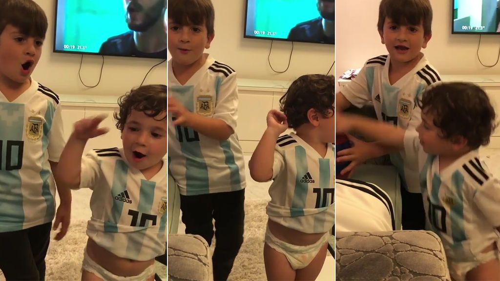 “¡Vamos, vamos Argentina!”: el tierno cántico de los hijos de Messi animando a su padre 😍