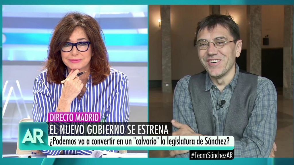 La broma de Monedero a Ana Rosa: “Me da miedo hablar contigo porque eres muy poderosa”