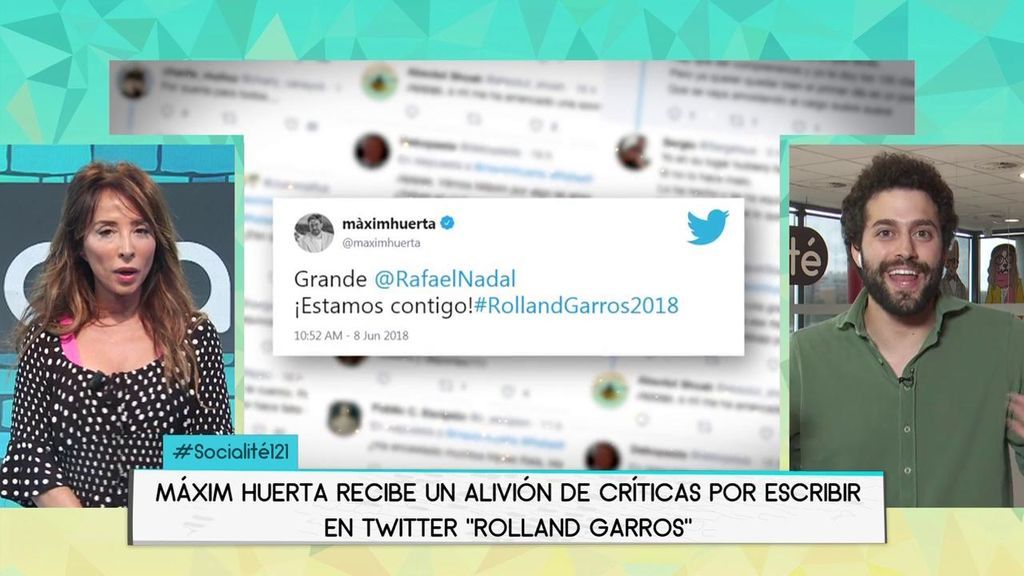 Màxim Huerta recibe un aluvión de críticas por escribir "Rolland Garros" con dos eles