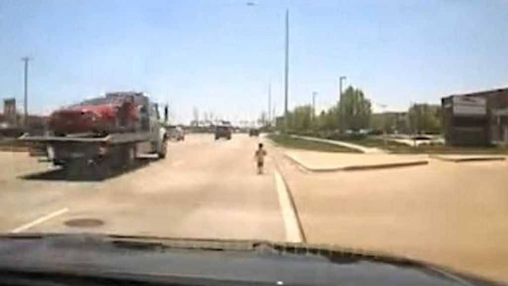 Un niño, a punto de ser arrollado en una autopista, salvado por un policía