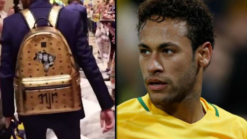 Neymar ya se cuelga 'el oro': así es la lujosa mochila de 800€ con las caras de su familia bordadas
