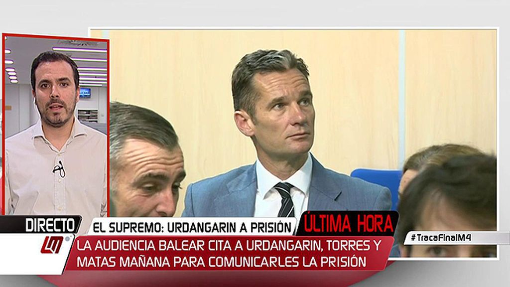 A. Garzón: “Urdangarin debería entrar en prisión de forma inmediata, este tipo de sentencias tienen un elemento ejemplar"