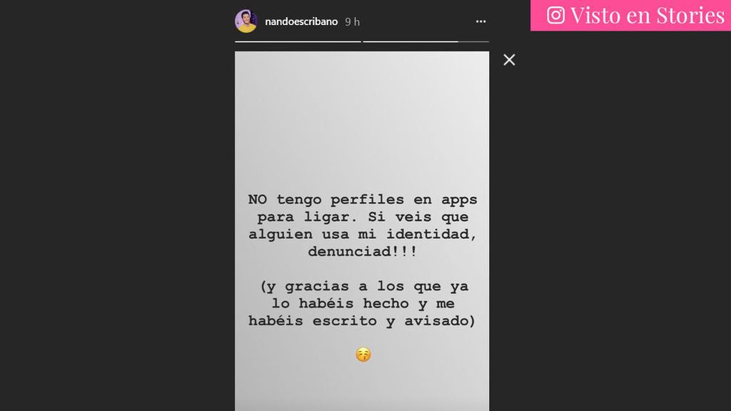 Nando Escribano mensaje suplantacion identidad