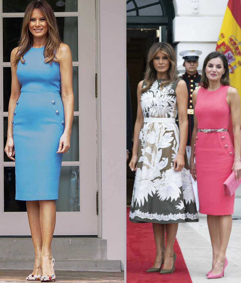 El guiño de Letizia a Melania: idéntico vestido pero en otro color