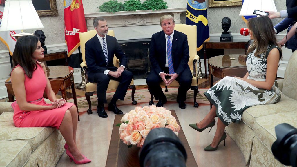 Felipe VI y Letizia, recibidos por Donald Trump y Melania en la Casa Blanca