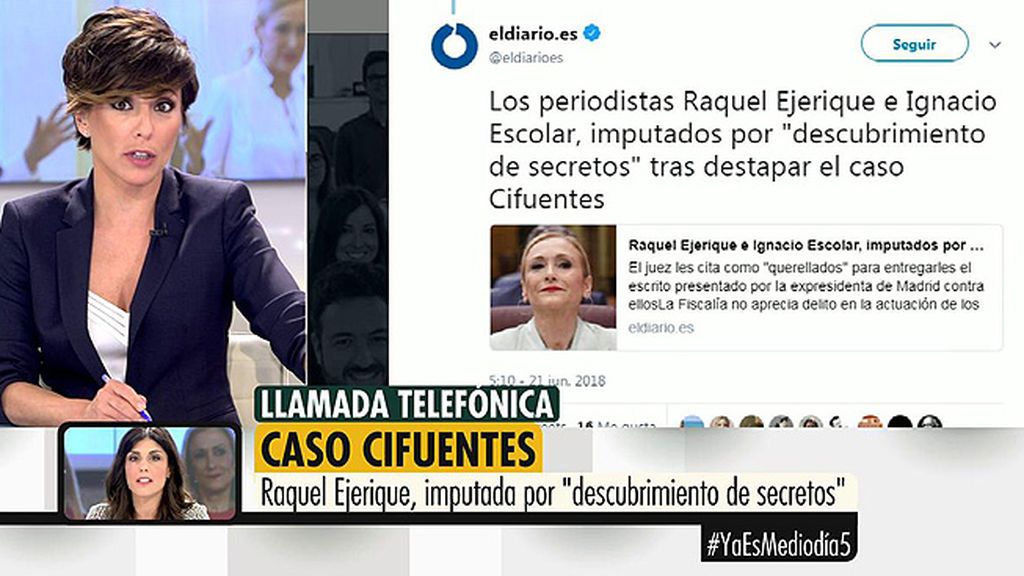 Los periodistas Ignacio Escolar y Raquel Ejerique, imputados por “descubrimiento de secretos” tras destapar el caso Cifuentes