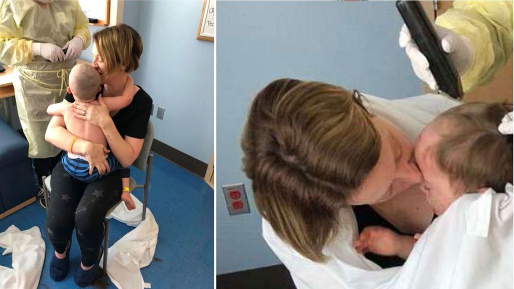 Comparte las fotografías de su hijo mientras lo rapaba al enfermera tras diagnosticarle una leucemia