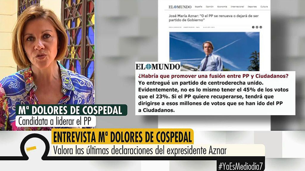 Cospedal responde a Aznar: "No voy a hacer de intérprete de José María Aznar"