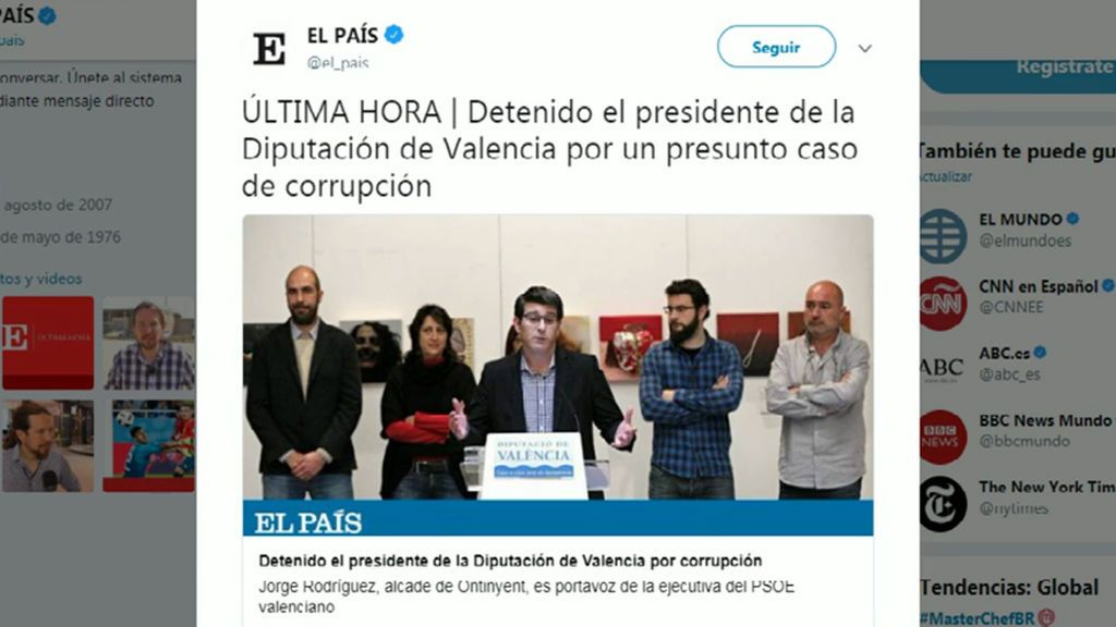 Última hora: detenido el Presidente socialista de la Diputación de Valencia por un presunto caso de corrupción