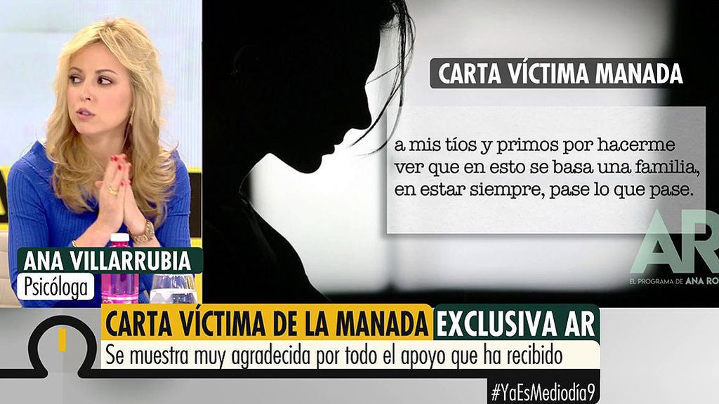 Ana Villarrubia, psicóloga, analiza la carta de la víctima de 'La Manada'