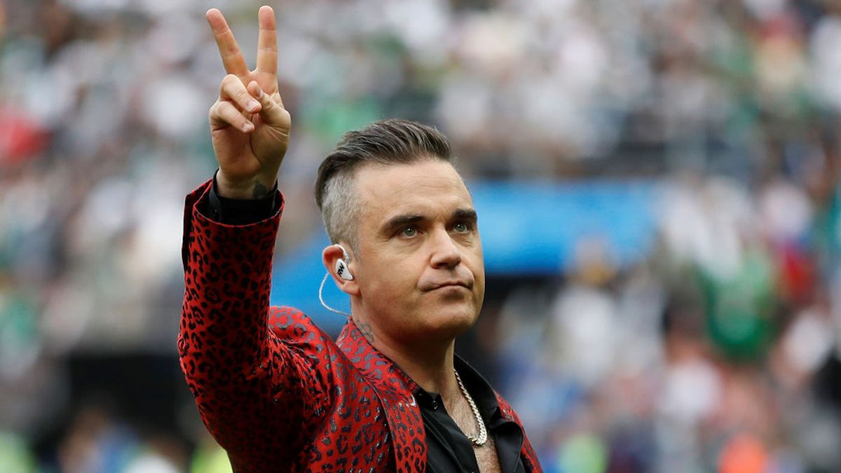 Robbie Williams en su actuación en la ceremonia de apertura del Mundial de Fútbol de Rusia 2018.