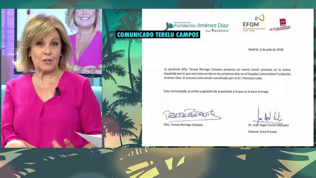 Paloma Barrientos: "Carmen Borrego me ha dicho que Terelu va a salir adelante como lo ha hecho siempre"