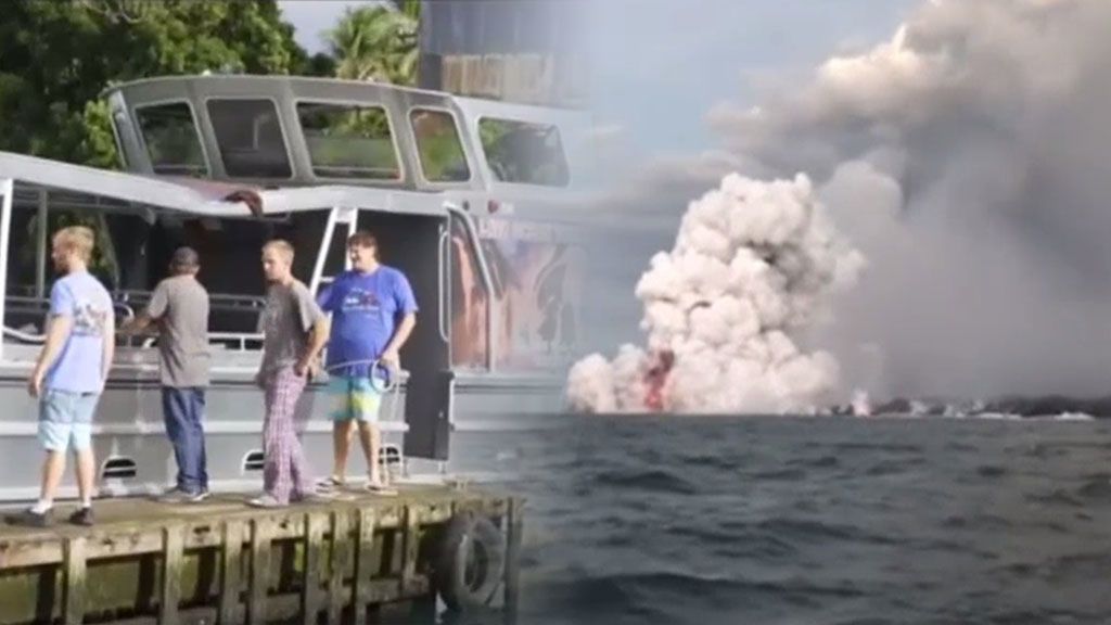 Alerta de nuevo en Hawai: una bola de lava del Kilauea impacta contra un bote de turistas