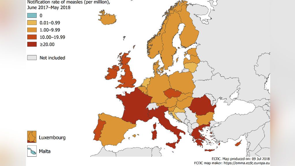 El sarampión se propaga por Europa