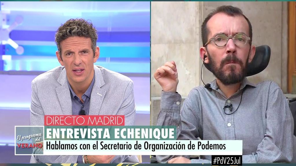 Echenique: "Investimos a Sánchez sin pedir nada a cambio, queríamos acabar con el gobierno de la Gürtel"