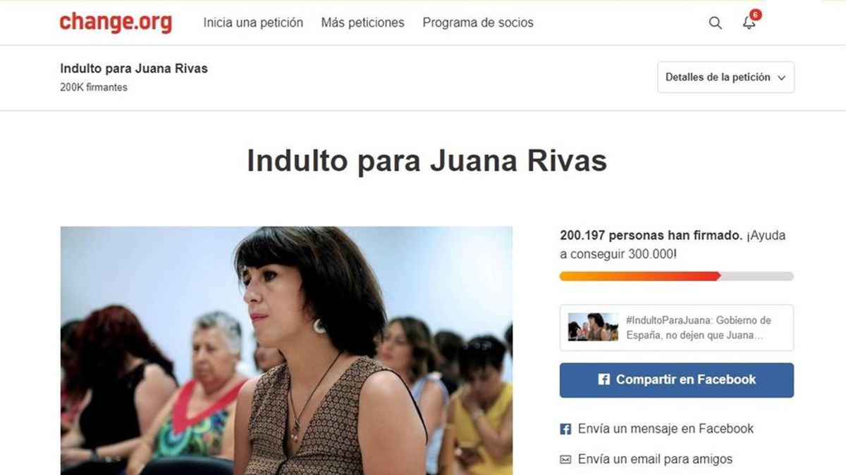 La petición para que se indulte a Juana Rivas supera las 200.000 firmas en dos días