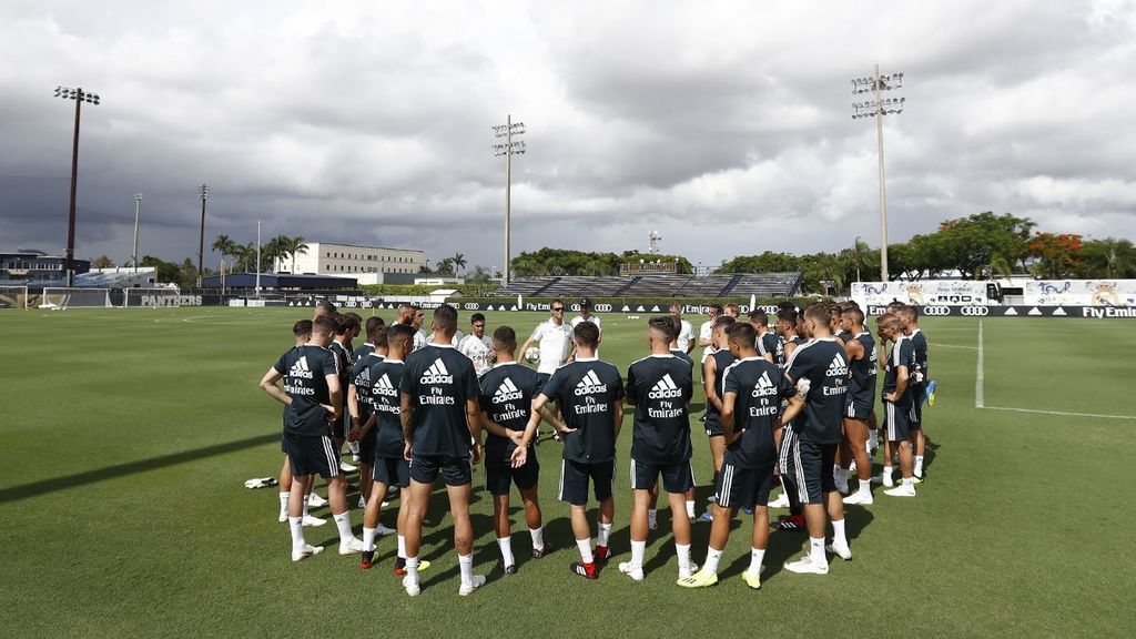 Una lluvia eléctrica obliga al Real Madrid a suspender el primer entrenamiento en Miami