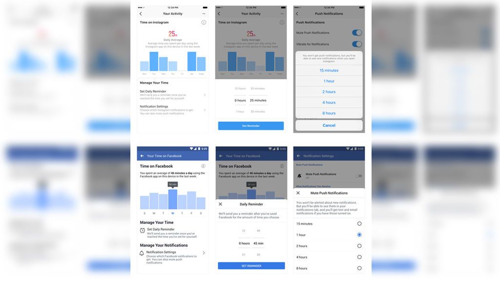 Facebook e Instagram implementarán cambios para controlar su tiempo de uso