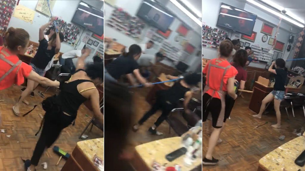 Pelea ‘a escobazo limpio’ entre trabajadoras y clientas de un salón de belleza por una depilación de cejas