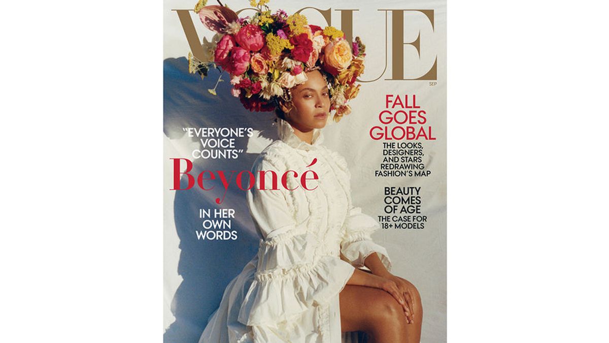 La cantante Beyoncé, en una de las portadas del 'September issue' de la revista 'Vogue'.