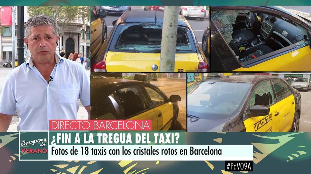 La asociación del taxi denuncia con fotos la aparición de 18 taxis con los cristales rotos en Barcelona