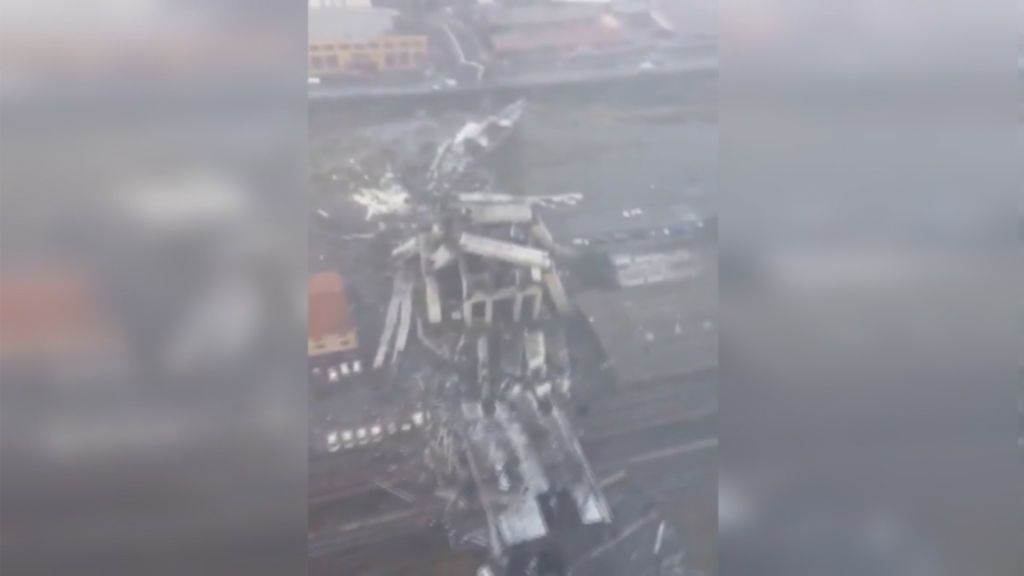 Imágenes aéreas del viaducto desplomado en Génova