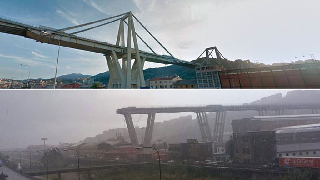 Desplome de un viaducto en Génova: Antes y después