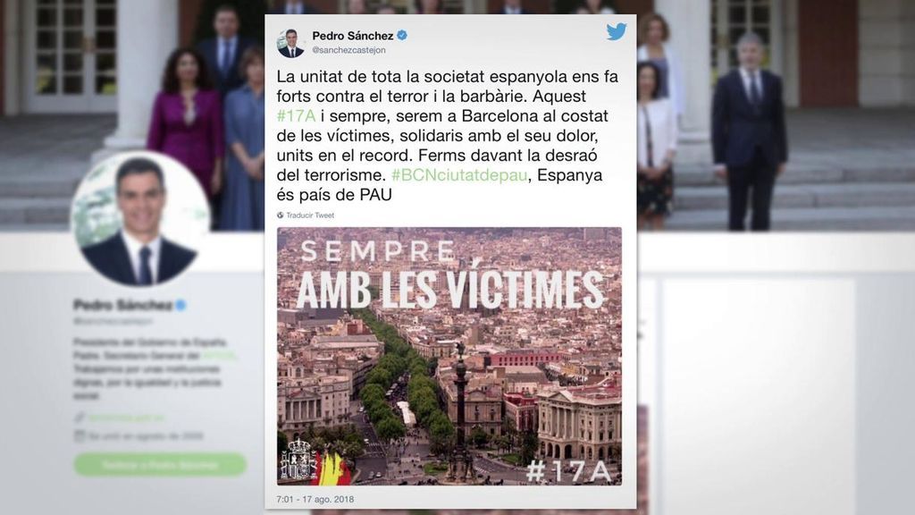 Pedro Sánchez rectifica su tuit en catalán y añade la bandera española
