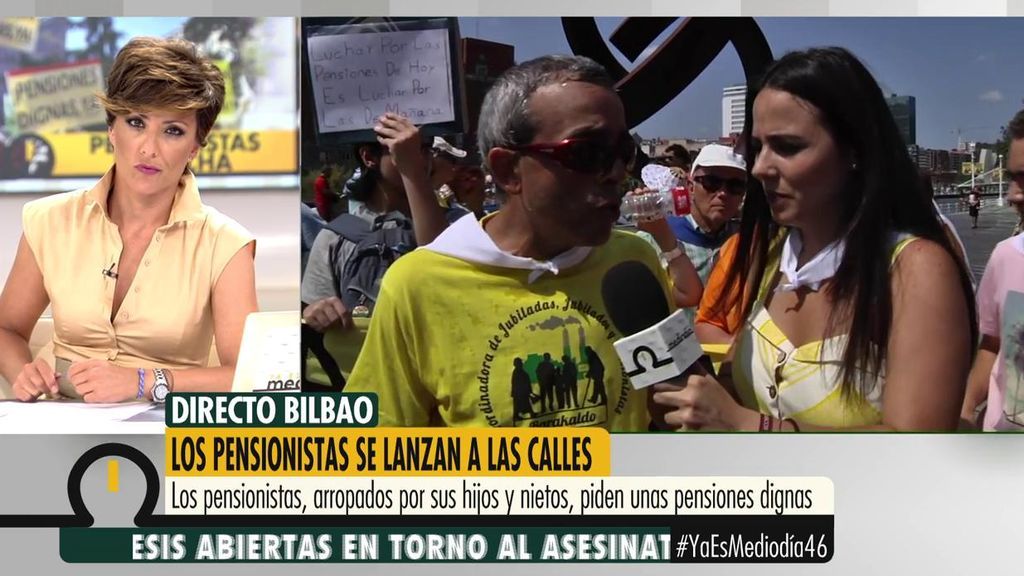 Los pensionistas de Bilbao se lanzan a las calles: "¿Puede el señor Sánchez  vivir con 600 euros?"