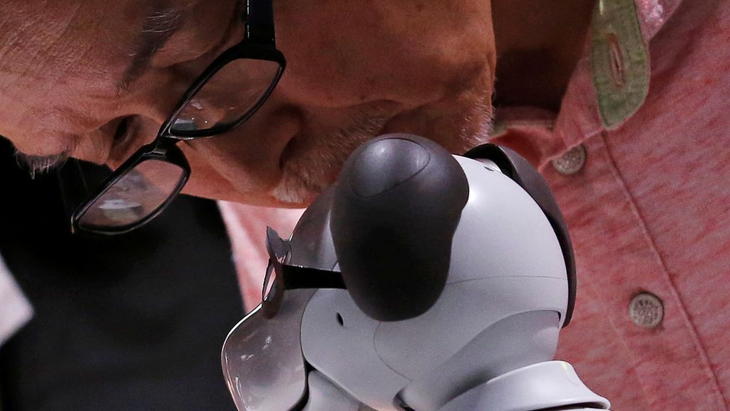 Muestra de amor a su mascota robótica