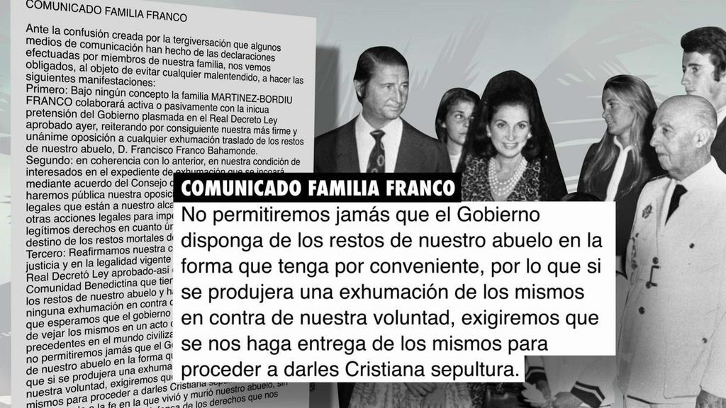 La familia Franco anuncia recursos para evitar la exhumaicón de los restos del dictador