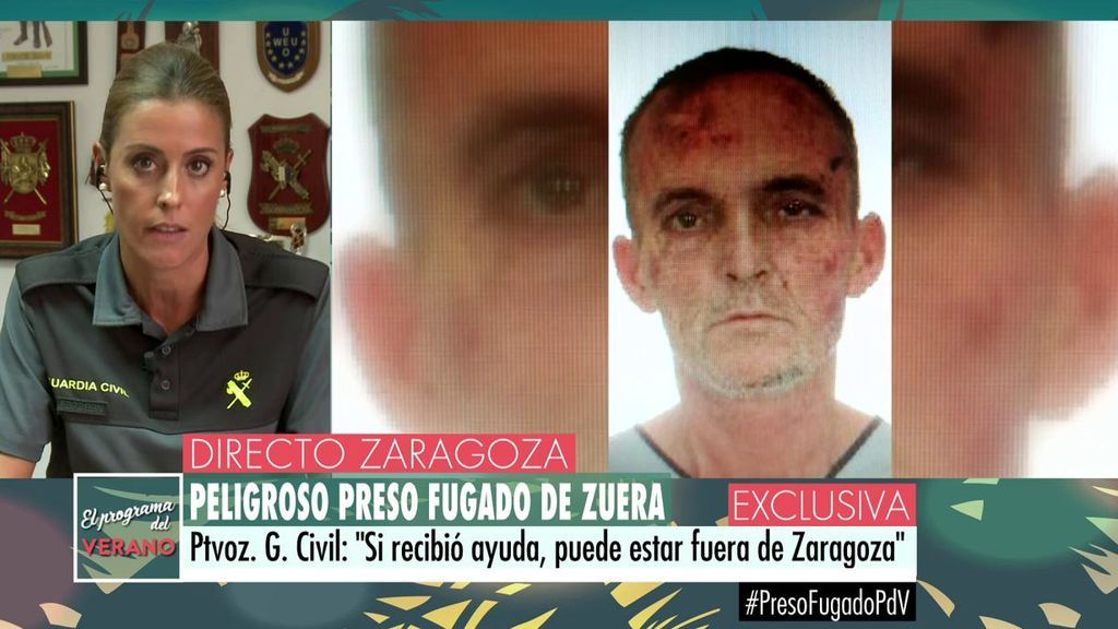 Portavoz de la Guardia Civil, sobre el preso fugado de Zuera: "Es peligroso por la violencia que utiliza en sus robos”